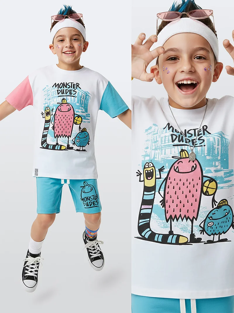 دينوكيدس Boys Set Monsters Printed T-shirt&Shorts